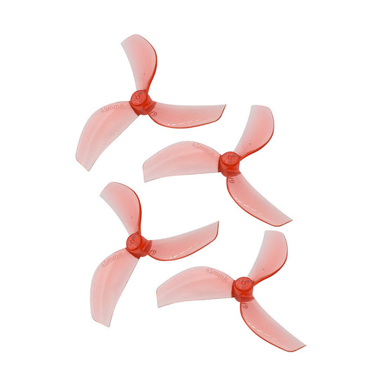 10554 1 propellers gemfan 45mm 3 pc durable 1mm clear red 4ccw 4cw