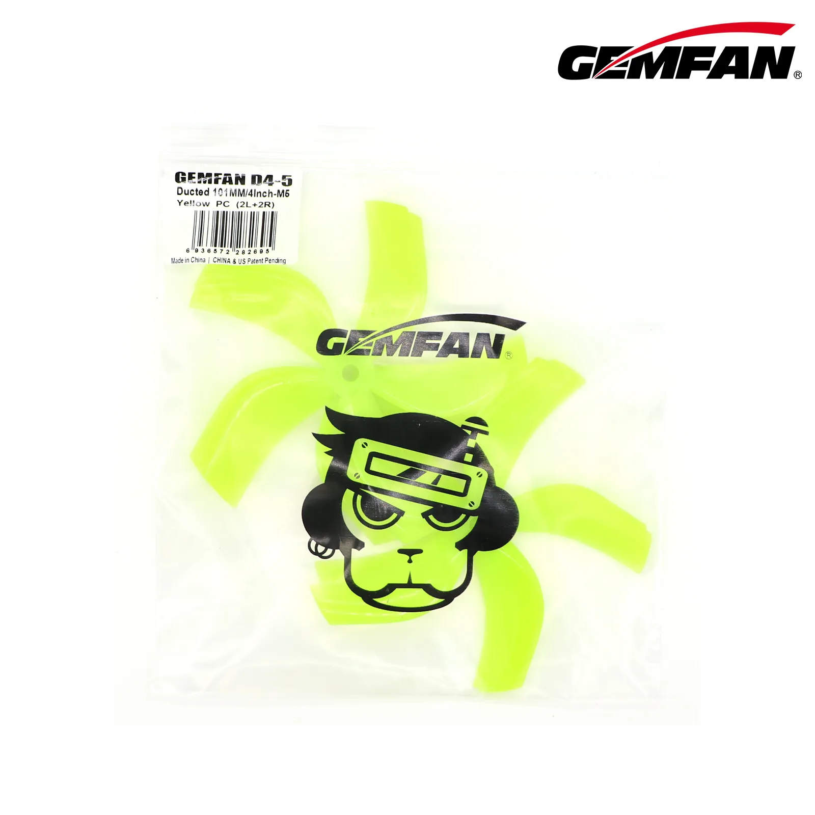 11913 7 propellers gemfan d4 5 ducted 101mm 4inch m5 lemon yellow 2ccw 2cw
