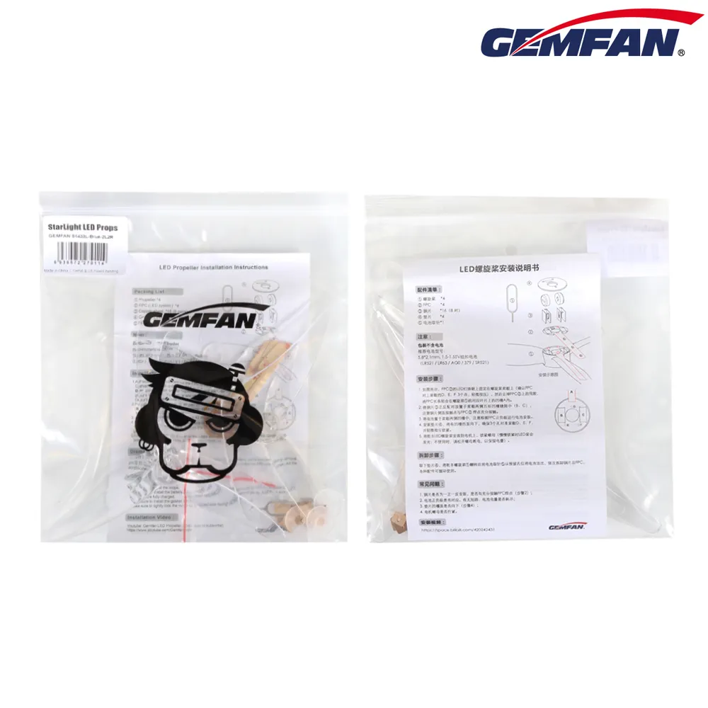 11922 3 propellers gemfan 51433l starlight led props red