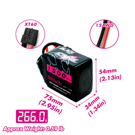 13830 battery cnhl lipo 6s 22 2v 1500mah 100c xt60