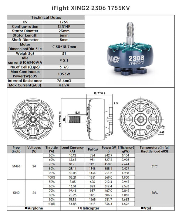 14994 motor iflight xing2 2306 unibell 1755kv