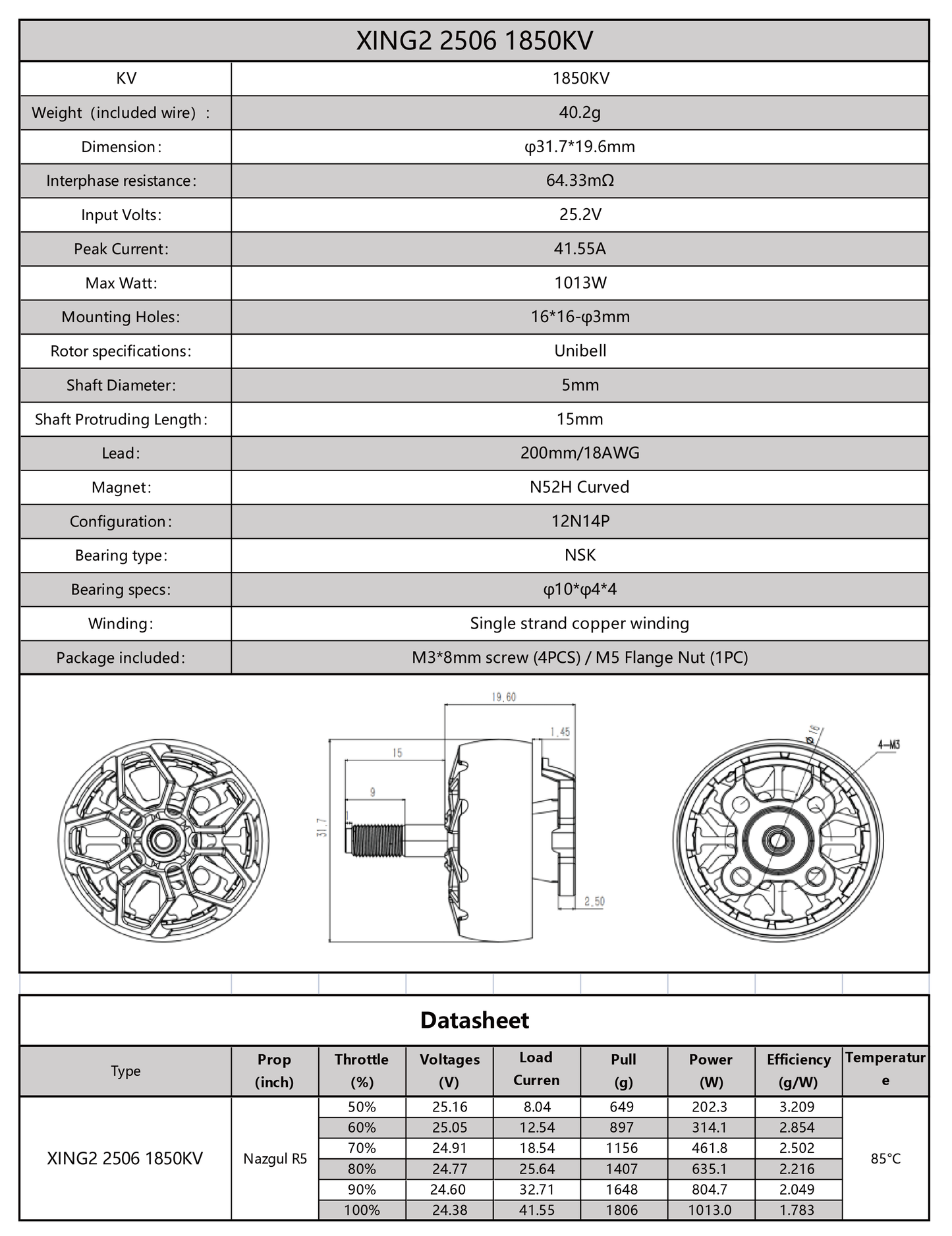 15009 4 motor iflight xing2 2506 unibell 1850kv