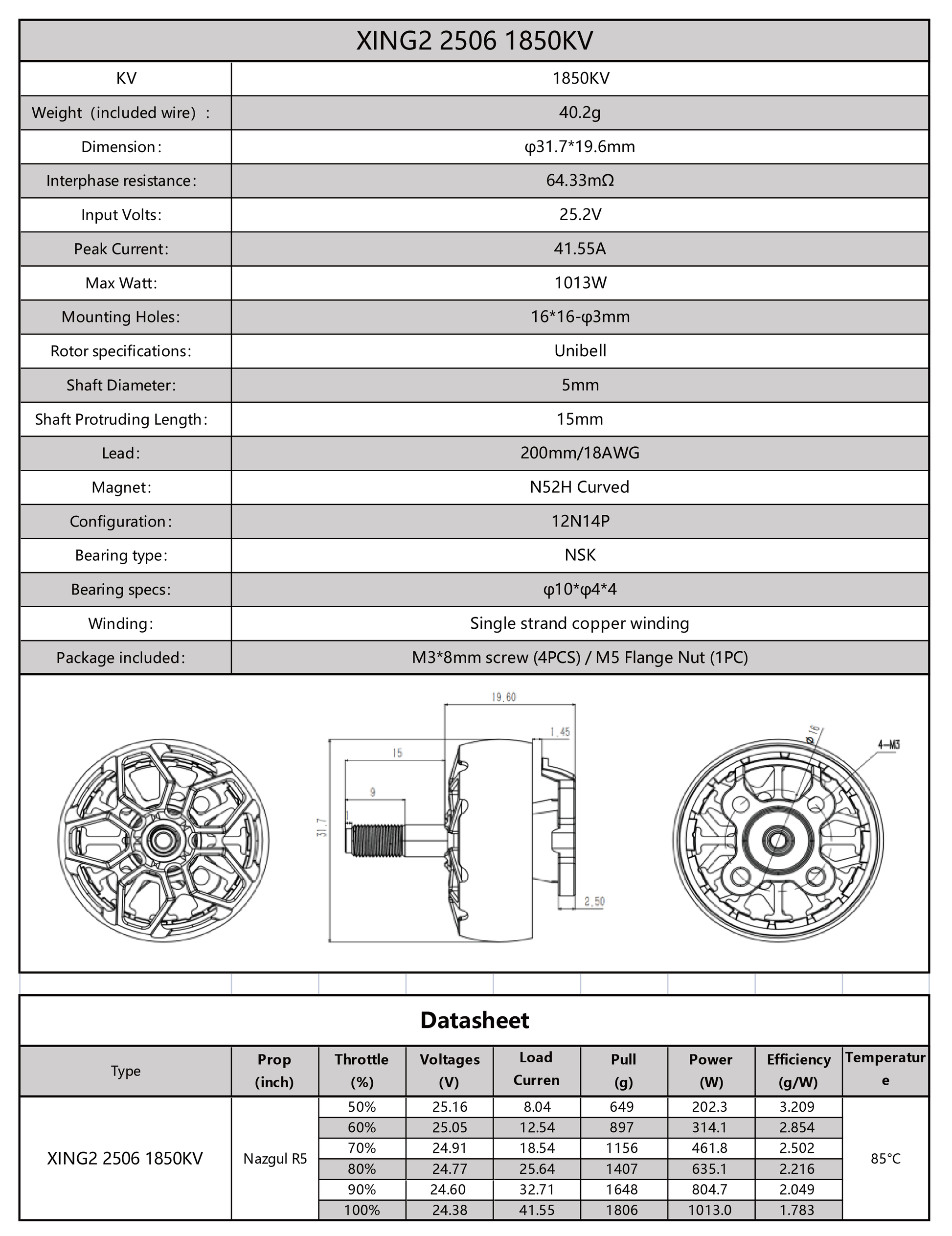 15009 4 motor iflight xing2 2506 unibell 1850kv
