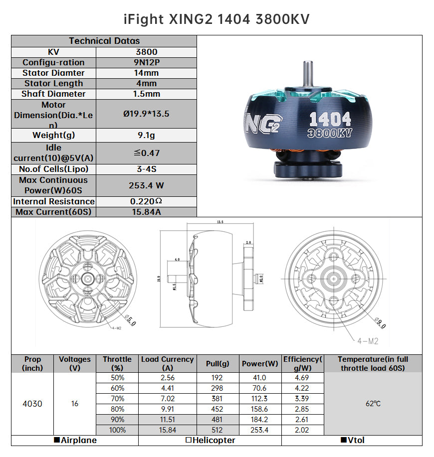 15030 motor iflight xing2 1404 unibell 3800kv