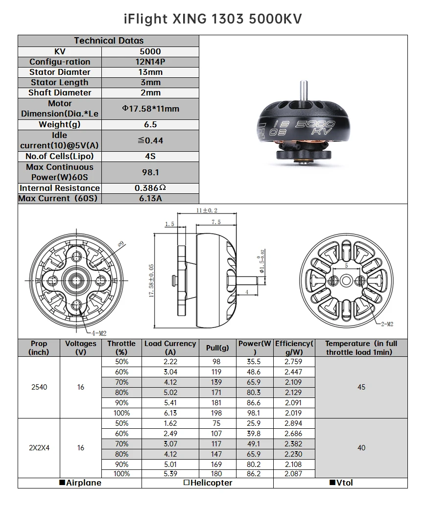 15090 1 motor iflight xing 1303 5000kv fpv micro