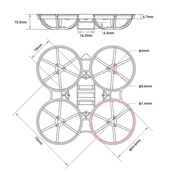 15828 7 frame betafpv meteor75 air brushless whoop clear grey
