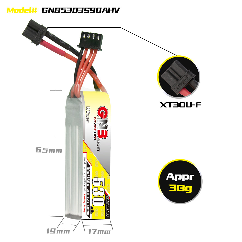 15957 3 battery gnb gaoneng lihv 3s 11 4v 530mah 90c xt30