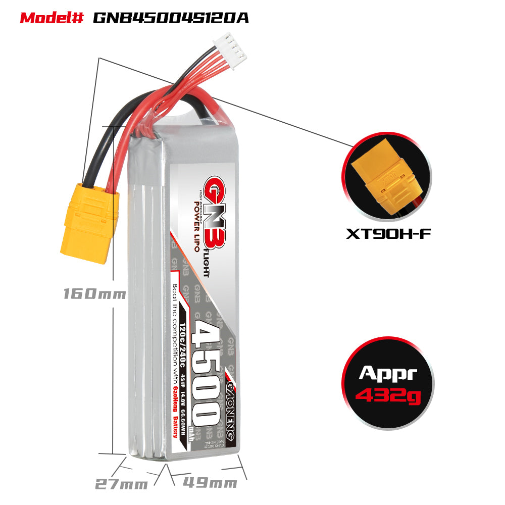 16059 3 battery gnb gaoneng lipo 4s 14 8v 4500mah 120c xt90