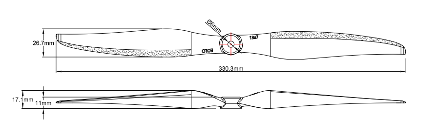 Propeleris Sunnysky EOLO 13x7 CW