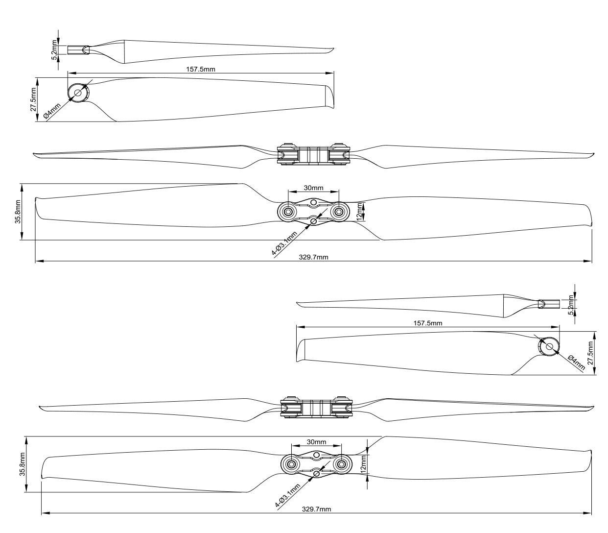 Sulankstomas sraigtas „Sunnysky EOLO CN13x5“