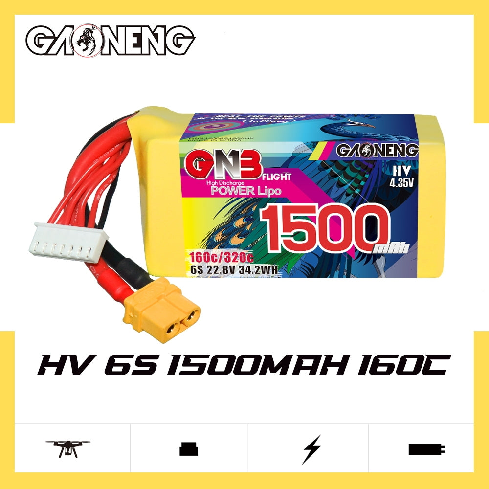 Akumuliatorius GNB GAONENG 1500mah 6S1P 22.8V HV 160C XH-JST 7P XT60