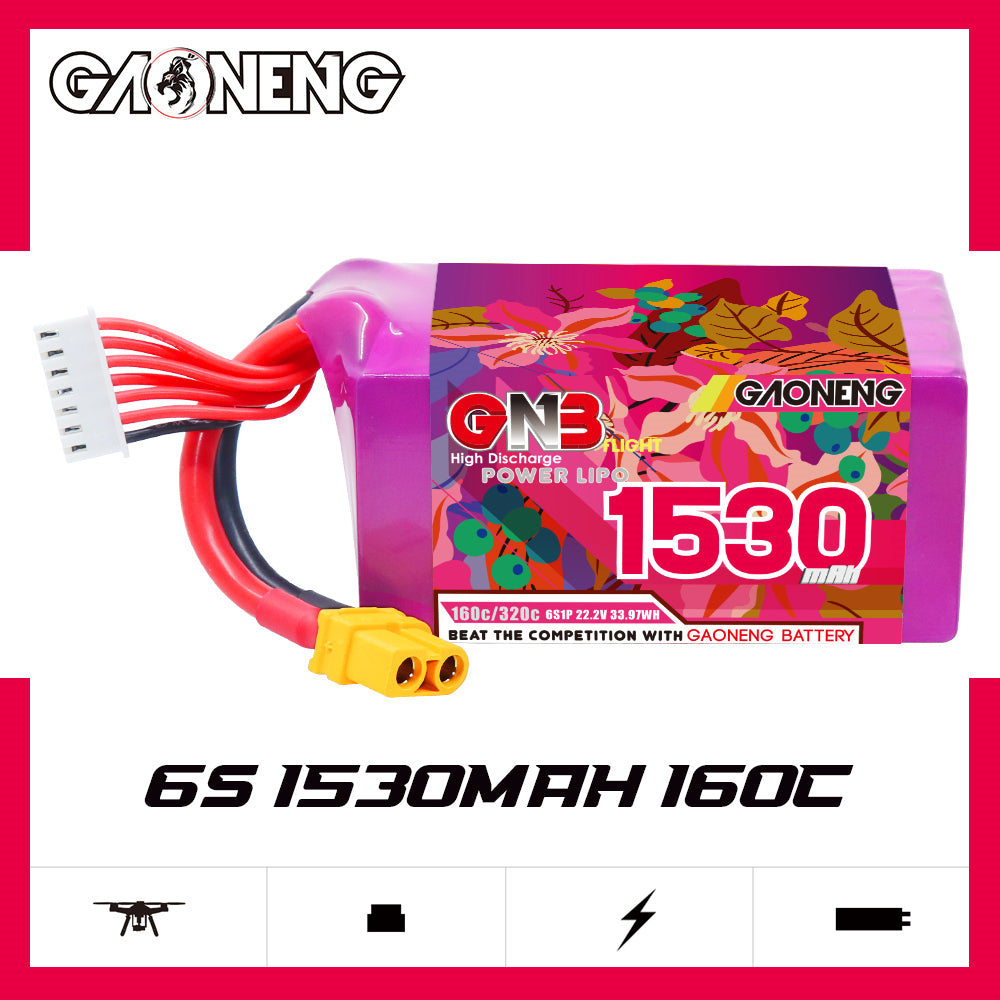 Akumuliatorius GNB GAONENG 1530mah 6S1P 22.2V 160C XH-JST 7P XT60