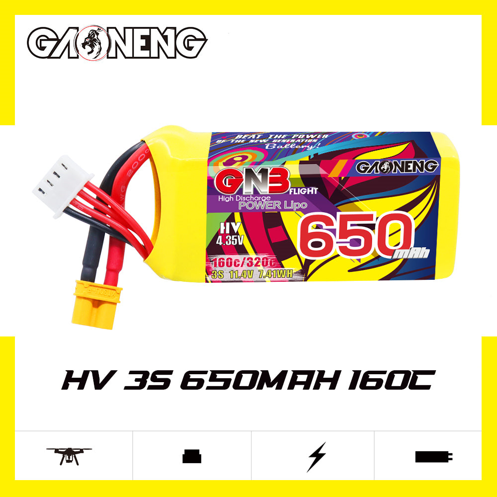 Akumuliatorius GNB GAONENG 650mah 3S1P 11.4V HV 160C XH-JST 4P XT30