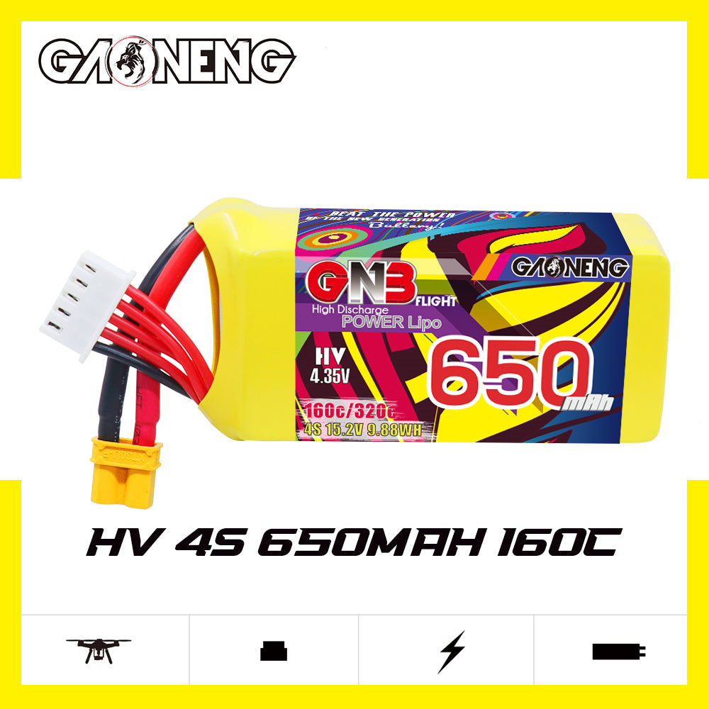 Akumuliatorius GNB GAONENG 650mah 4S1P 15.2V HV 160C XH-JST 5P XT30