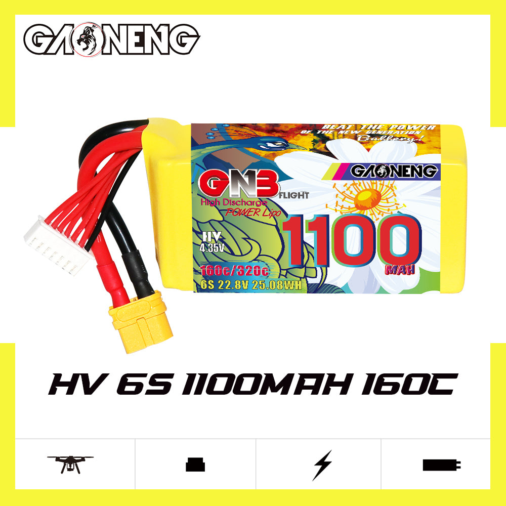 Akumuliatorius GNB GAONENG 1100mah 6S1P 22.8V HV 160C XH-JST 7P XT60