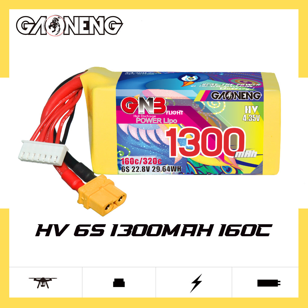 Akumuliatorius GNB GAONENG 1300mah 6S1P 22.8V HV 160C XH-JST 7P XT60