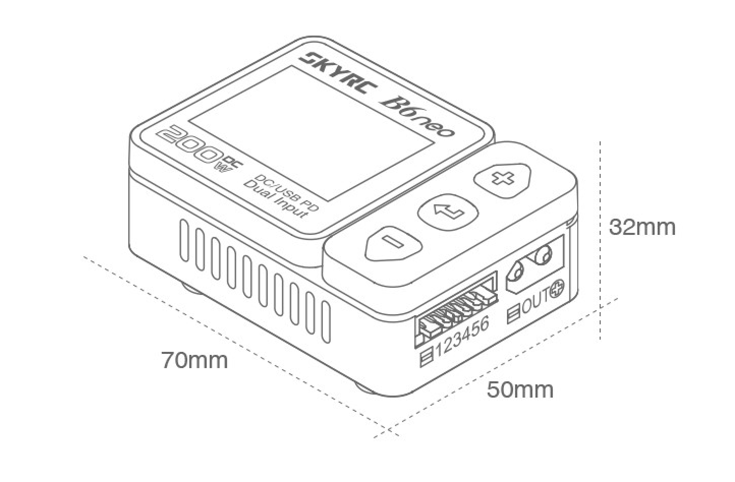 Įkroviklis „SkyRC B6neo Smart“ (raudonas + juodas + mėlynas) DC200W PD80W