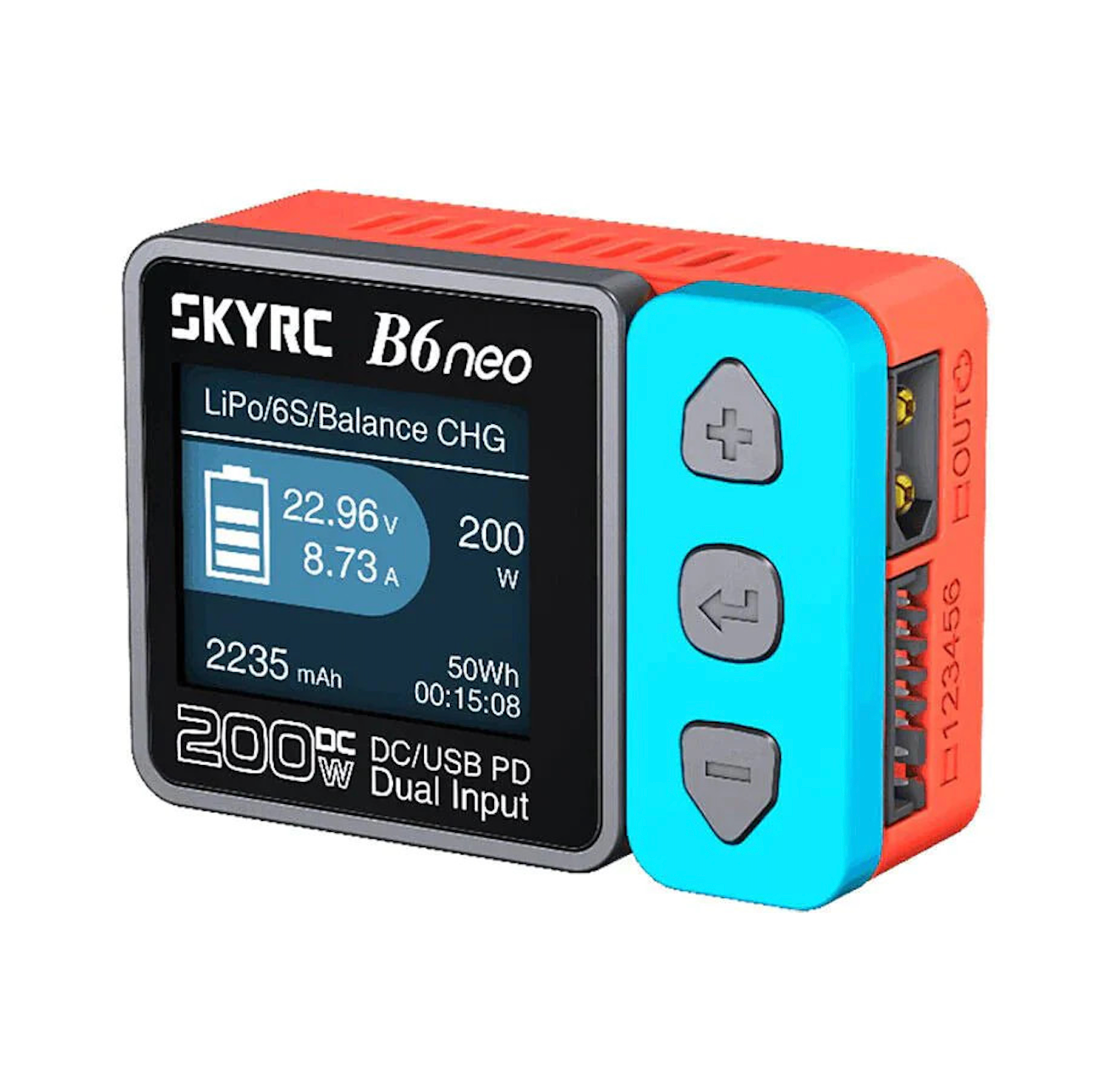 Įkroviklis „SkyRC B6neo Smart“ (raudonas + juodas + mėlynas) DC200W PD80W