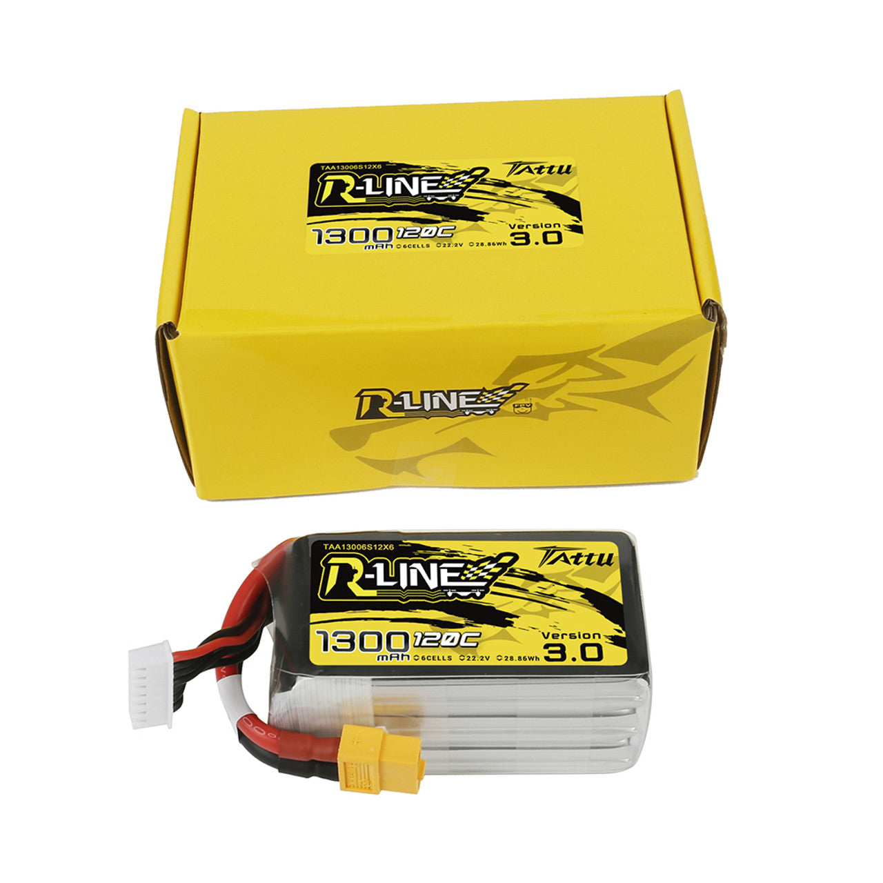 Akumuliatorius Tattu R-Line 3.0 LiPo 6S 22.2V 1300mAh 120C XT60