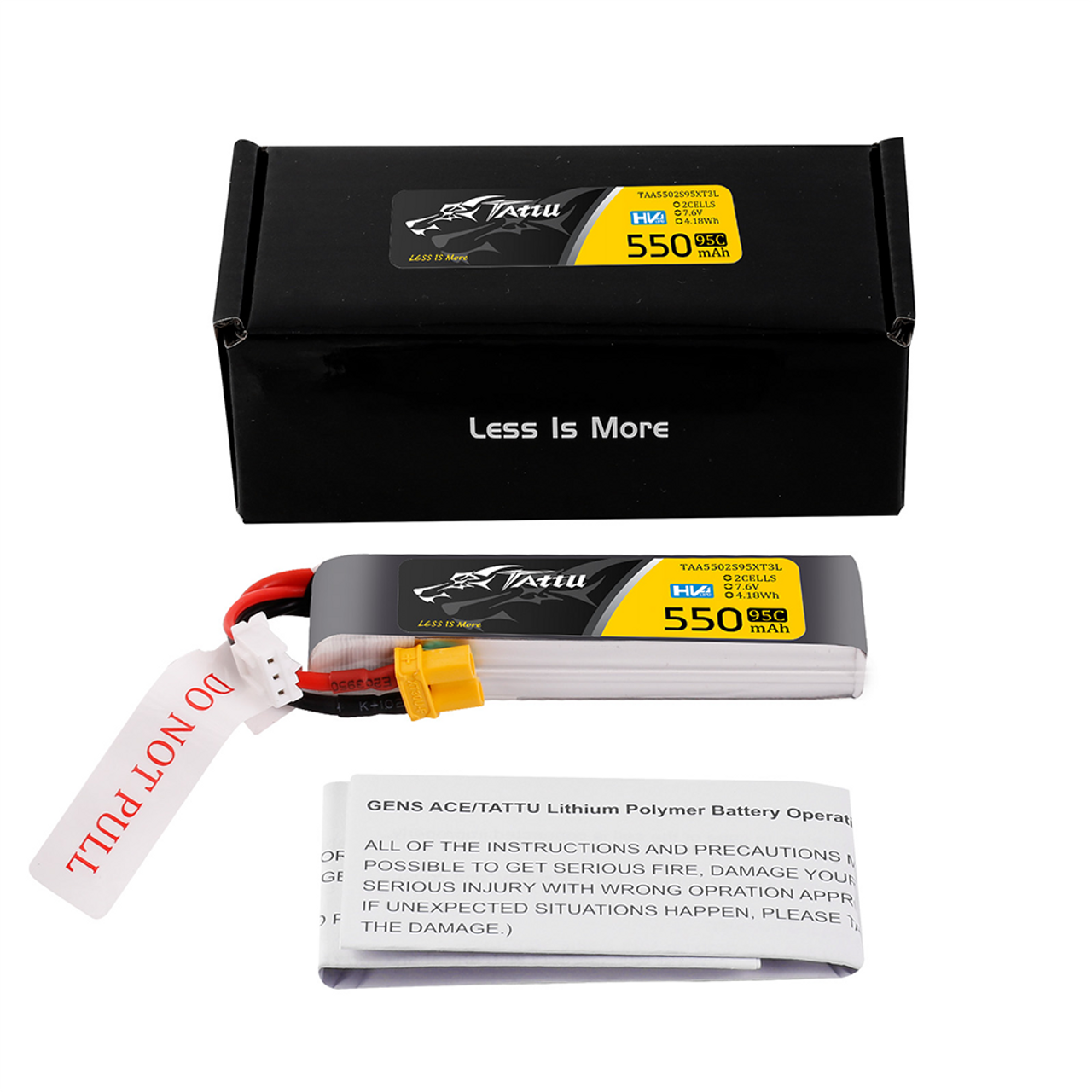 Akumuliatorius Tattu LiPo 2S 7.6V 550mAh 95C XT30 Long Pack