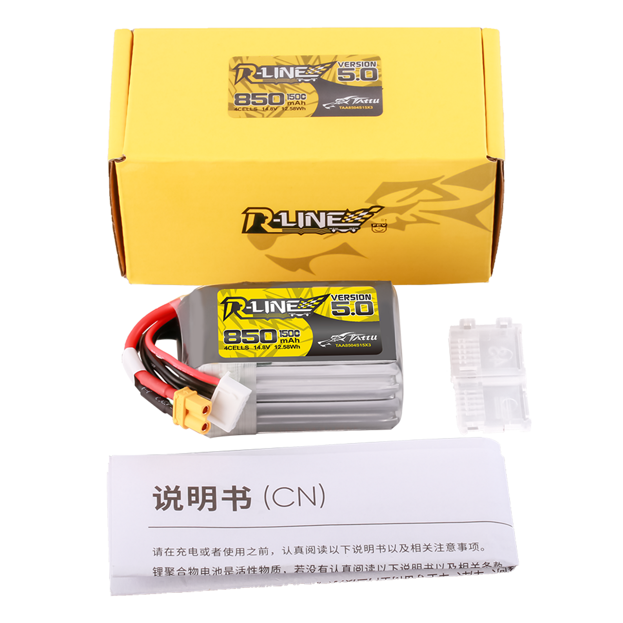 Akumuliatorius Tattu R-Line 5.0 LiPo 4S 14.8V 850mAh 150C XT30U-F