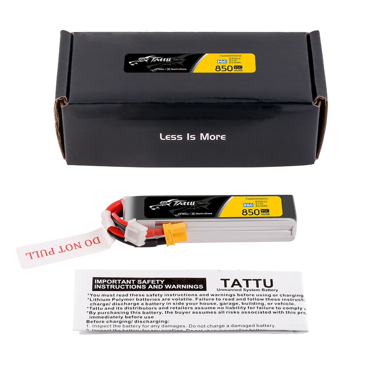 Akumuliatorius Tattu LiPo 2S 7.6V 850mAh 95C XT30 Long Pack