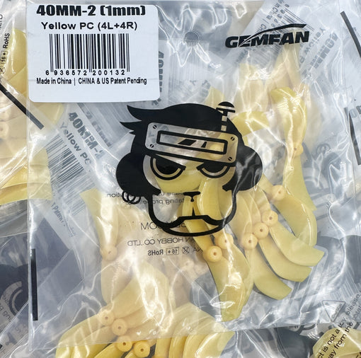 Propeleris „Gemfan 1610“, 2 menčių, 1,6 colio, geltonas (4 prieš laikrodžio rodyklę + 4 pagal laikrodžio rodyklę)