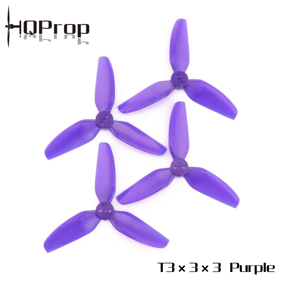 Propeleriai HQProp Patvarus 3 menčių 3 colių LiPurp (2 prieš laikrodžio rodyklę + 2 pagal laikrodžio rodyklę)