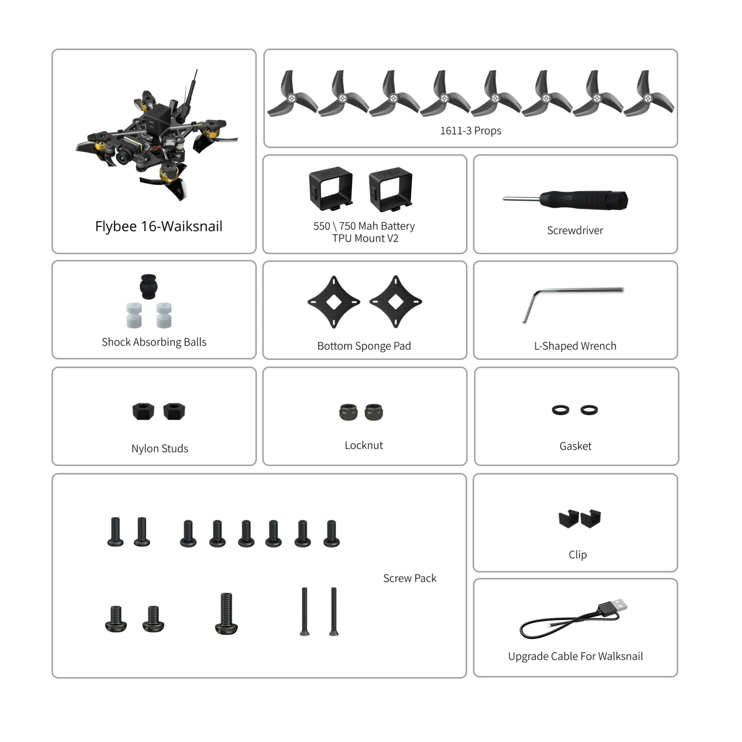FPV dronas FLYWOO Flybee 16 HD Walksnail 2S ELRS 2.4G