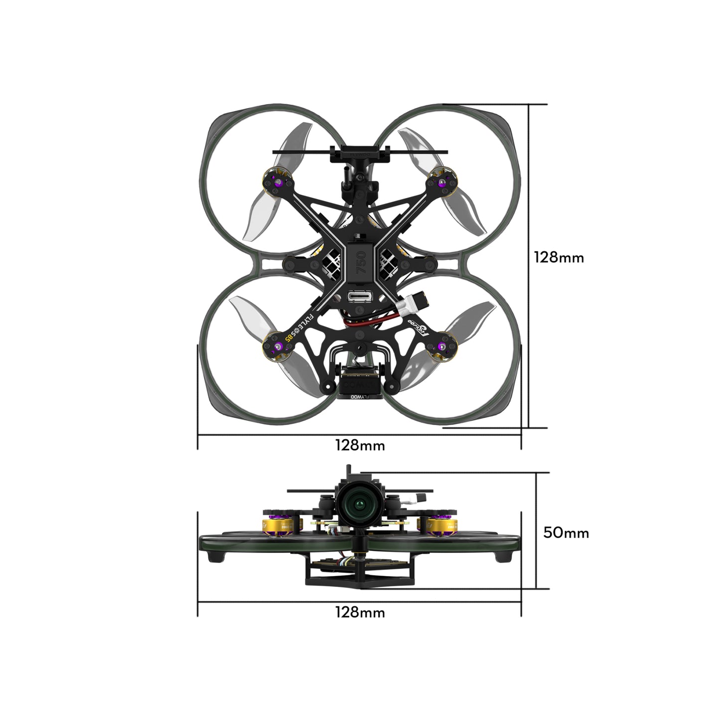 FPV dronas FLYWOO Flylens 85 HD O4 2S BNF TBS V1.3