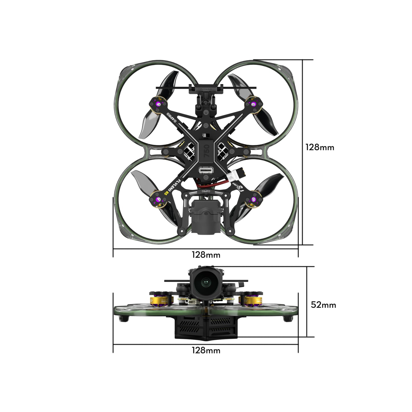 FPV dronas FLYWOO Flylens 85 HD O4 PRO 2S ELRS 2.4G V1.3