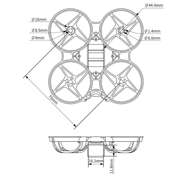8946 5 frame betafpv beta75x 2 3s whoop v2 white