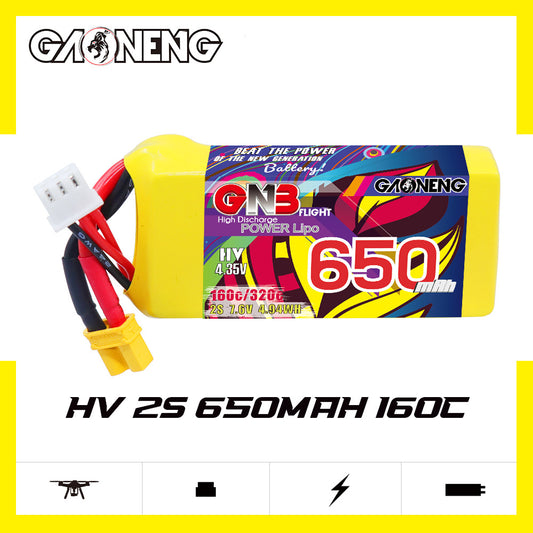 Akumuliatorius GNB GAONENG 650mah 2S1P 7.6V HV 160C XH-JST 3P XT30 