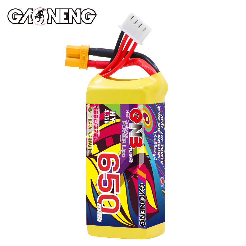 Akumuliatorius GNB GAONENG 650mah 3S1P 11.4V HV 160C XH-JST 4P XT30 