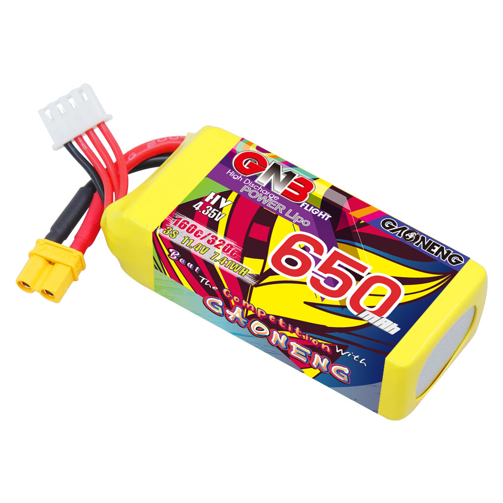 Akumuliatorius GNB GAONENG 650mah 3S1P 11.4V HV 160C XH-JST 4P XT30 
