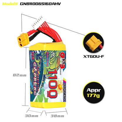 Akumuliatorius GNB GAONENG 1100mah 6S1P 22.8V HV 160C XH-JST 7P XT60 