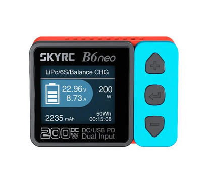 Įkroviklis „SkyRC B6neo Smart“ (raudonas + juodas + mėlynas) DC200W PD80W