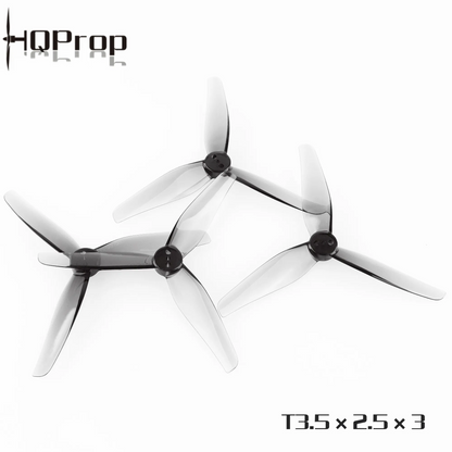 HQProp 3 menčių sraigtai, 3,5 colio, pilki, 1,5 mm (2 prieš laikrodžio rodyklę + 2 pagal laikrodžio rodyklę) 