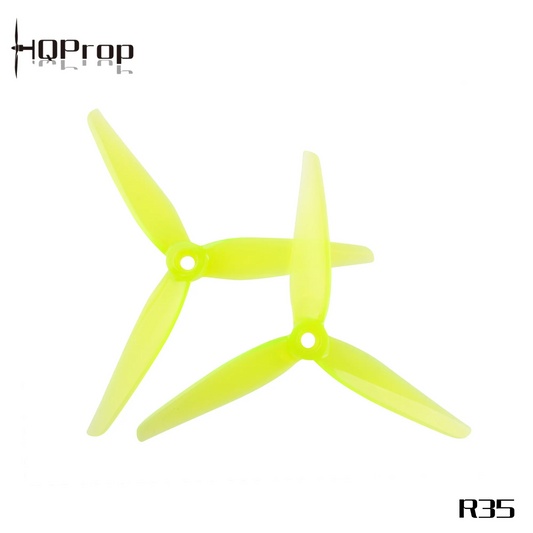 Propeleriai HQProp 5135(R35) 3 menčių 5.1" šviesiai geltoni (2 prieš laikrodžio rodyklę + 2 pagal laikrodžio rodyklę) 