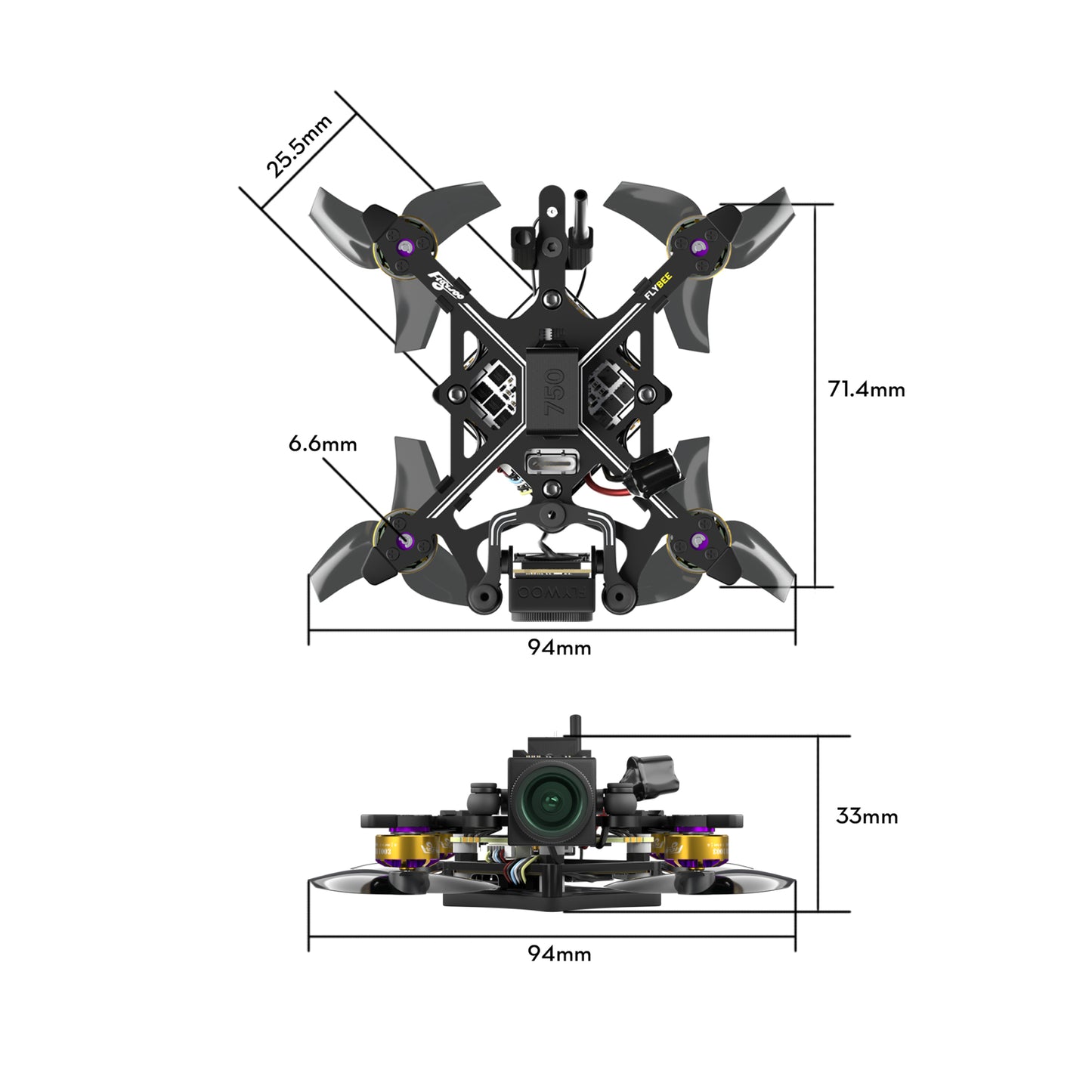 FPV dronas FLYWOO Flybee 16 HD O4 2S ELRS 2.4G 