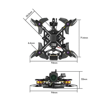 FPV dronas FLYWOO Flybee 16 HD O4 2S ELRS 2.4G 