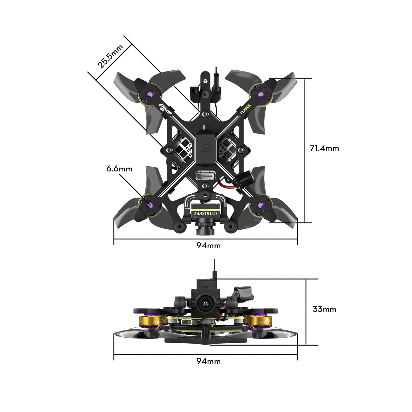 FPV dronas FLYWOO Flybee 16 HD Walksnail 2S ELRS 2.4G 