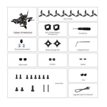 FPV dronas FLYWOO Flybee 16 HD Walksnail 2S ELRS 2.4G 