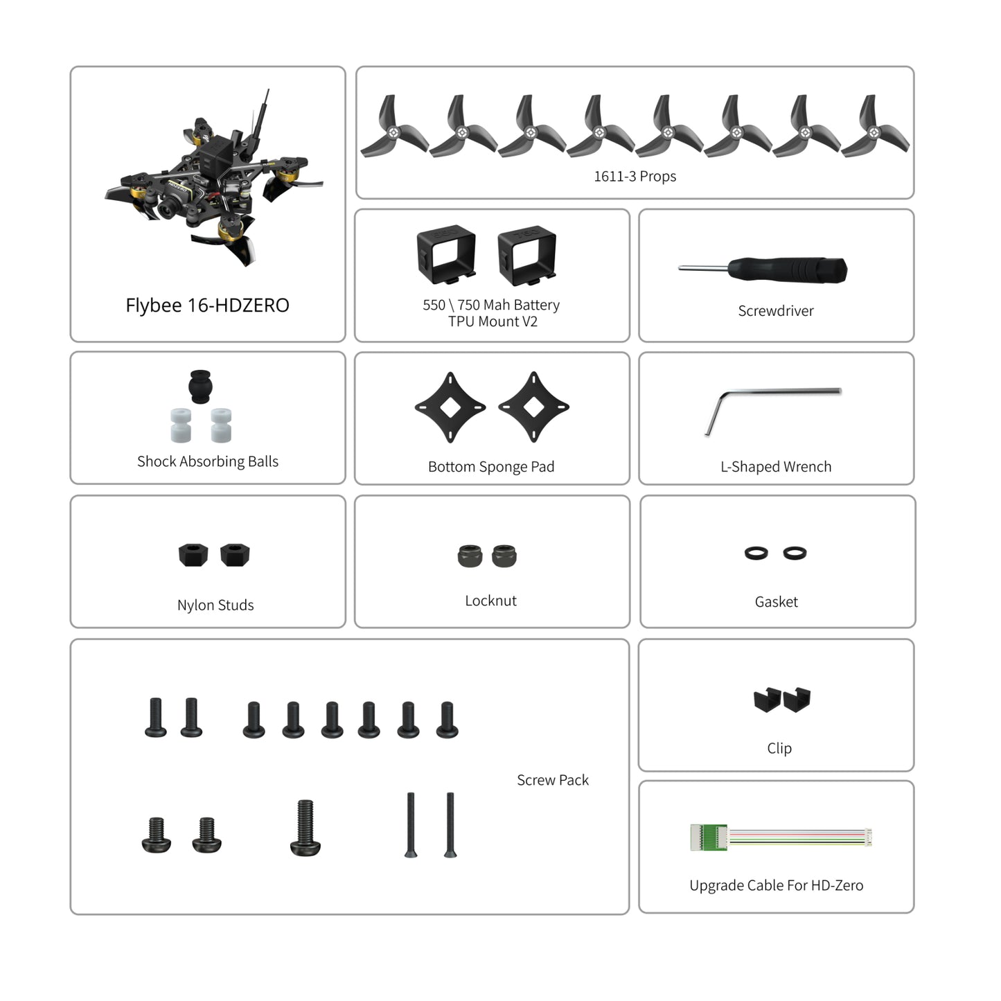 FPV dronas FLYWOO Flybee 16 HD HDZERO 2S ELRS 2.4G 