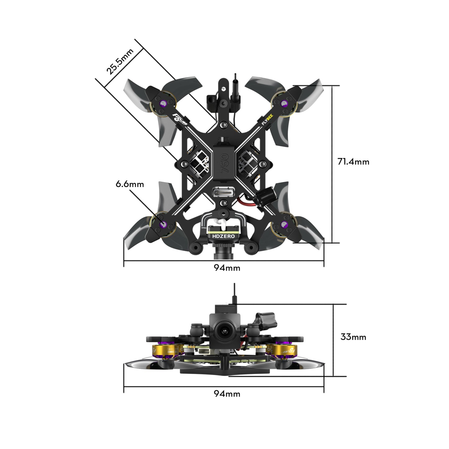 FPV dronas FLYWOO Flybee 16 HD HDZERO 2S ELRS 2.4G 