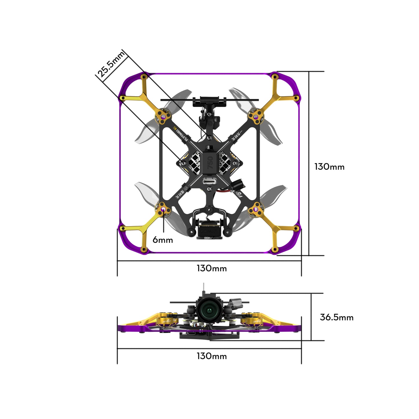 FPV dronas FLYWOO Flytimes 85 HD O4 2S TBS 