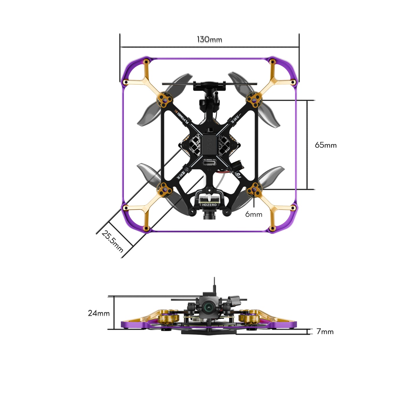 FPV dronas FLYWOO Flytimes 85 Hdzero 2S ELRS 2.4G 