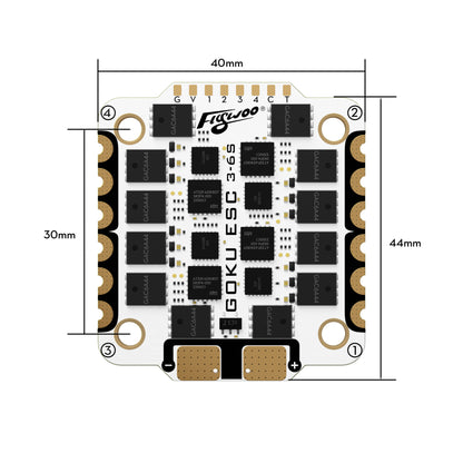 ESC 4-in-1 FLYWOO GOKU G55M 32BIT 2-6S 55A AM32 30x30 