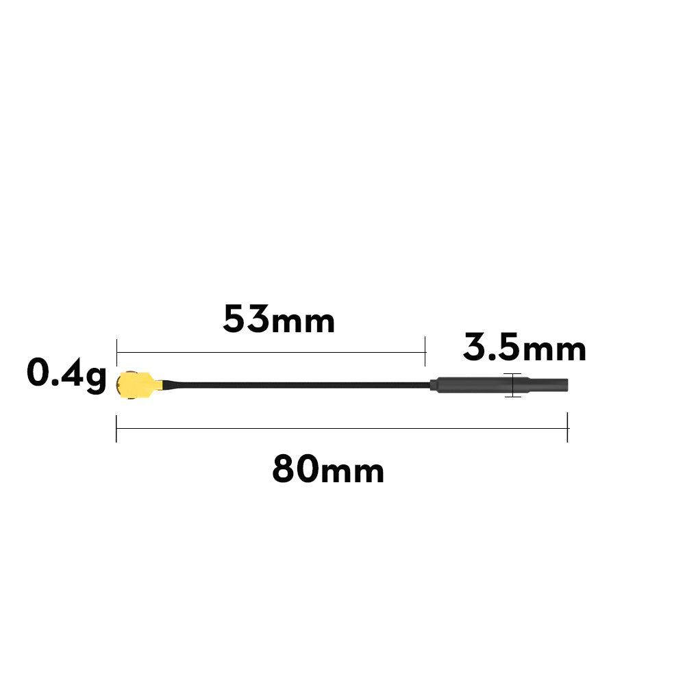 Antena FLYWOO 5.8G šviesa 3dBi žalvarinė UFL 80mm, skirta FlyLens 85 (5 vnt.) 