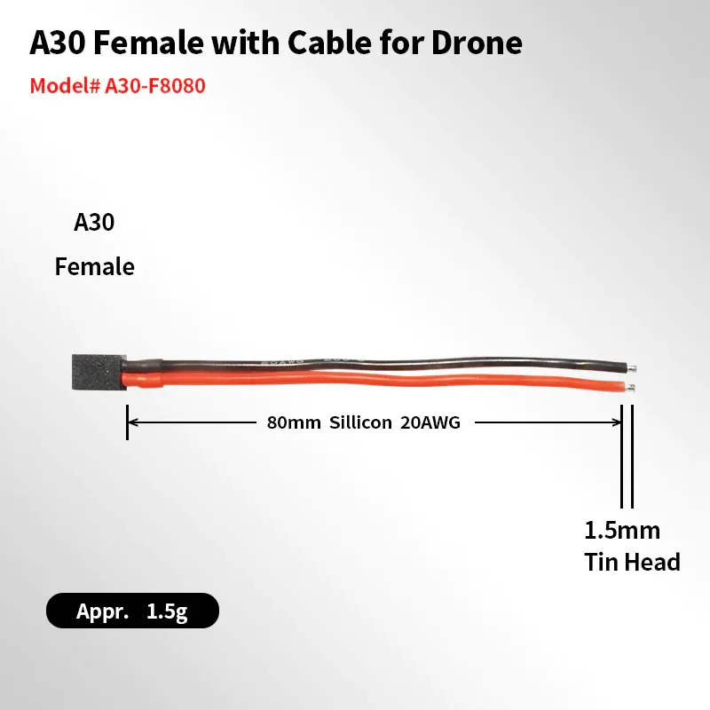 Jungtis FLYWOO A30-F 80mm 20AWG PIGTAIL (5 vnt.) 
